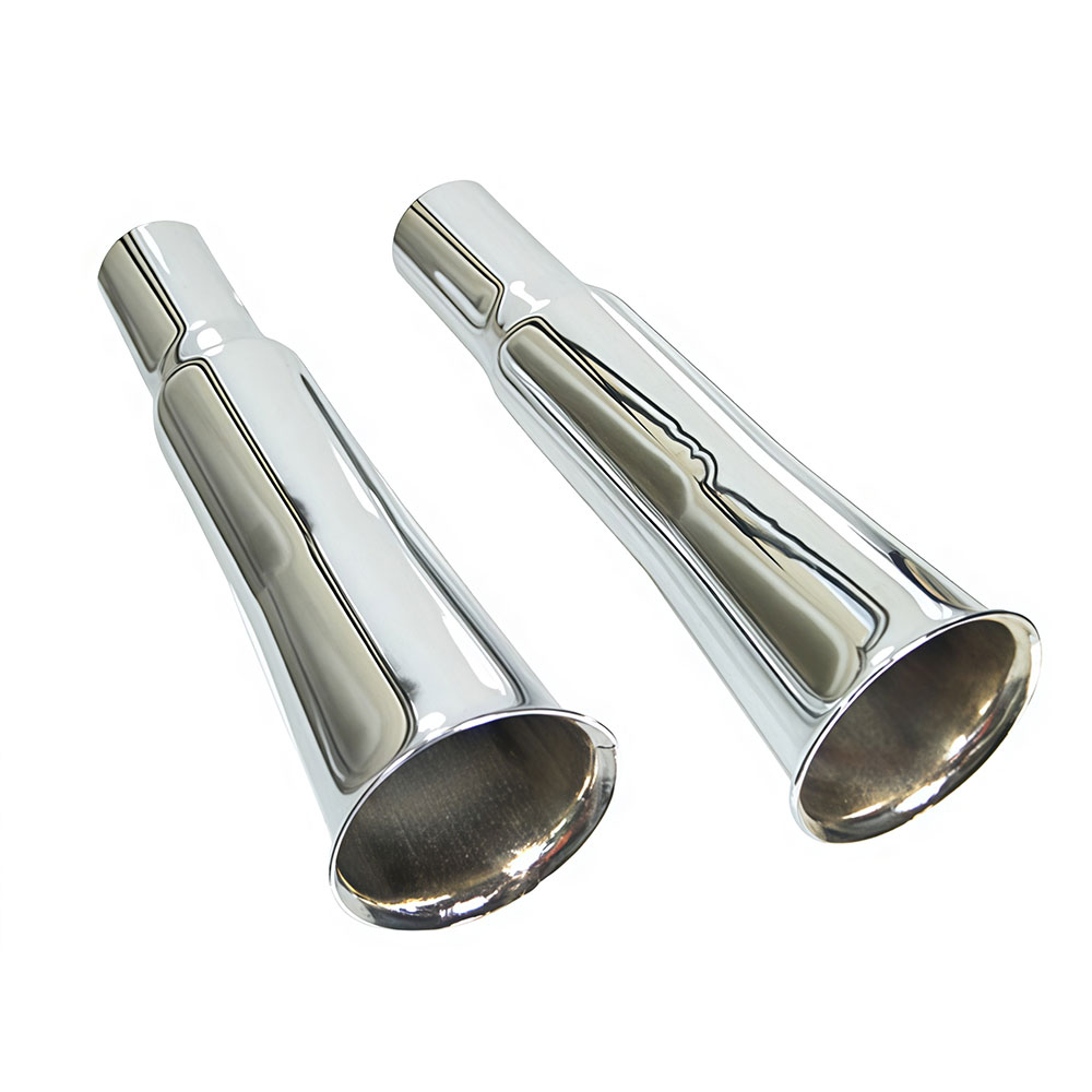 VW Chrome Tail Pipes - Flared - Non-Baffled - 1955-1974 Beetle - 1956-1974 Ghia - Pair