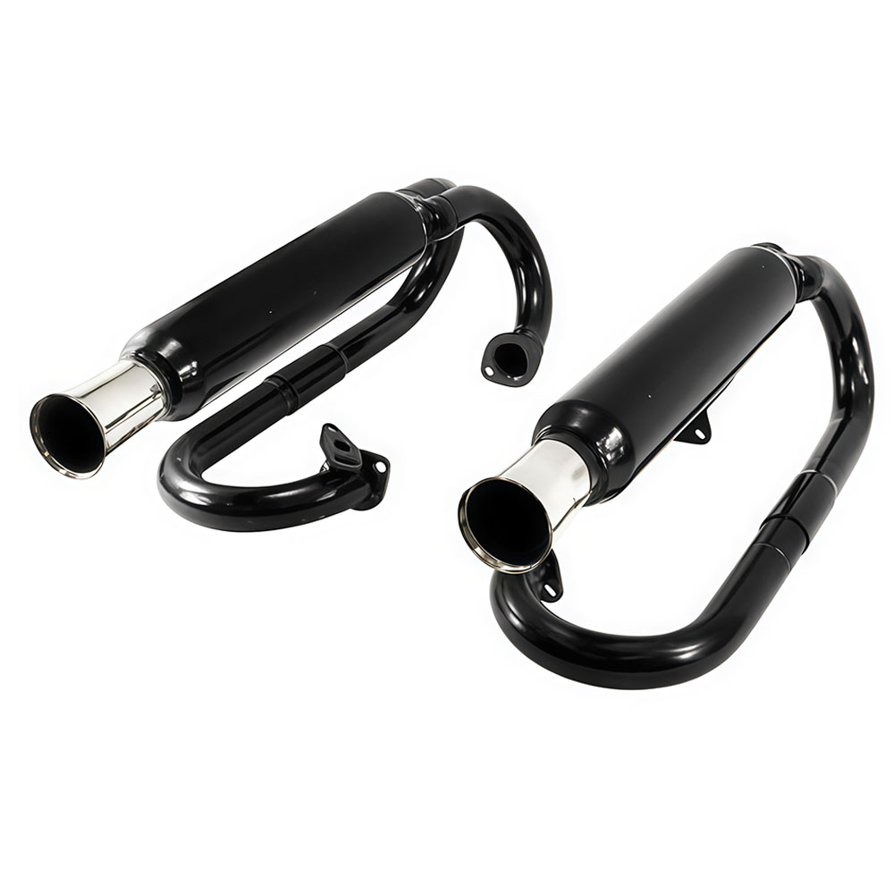 VW Dual Exhaust, Black with Chrome Tips