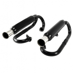 VW Dual Exhaust, Black with Chrome Tips