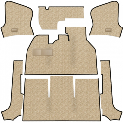 Closeout: 1956-68 Beetle Convertible Front Carpet, use w/ Footrest - Oatmeal Loop w/ Black Binding