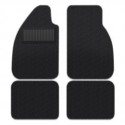 VW Floor Mats - 4 Pieces - with Footrest - Black Cutpile - 1954-77 Beetle - 1971-76 Super Beetle