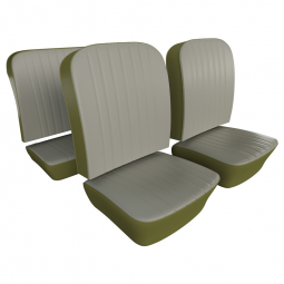 Closeout: 1958-64 Beetle Front & Rear Seat Upholstery, Pea Green w/ Off White Insert