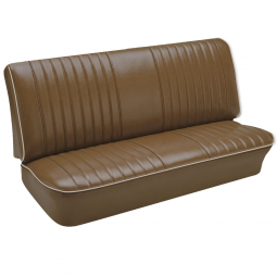 Closeout: 1954-64 Beetle Convertible Rear Seat Upholstery, Brown Vinyl w/ Off White Piping
