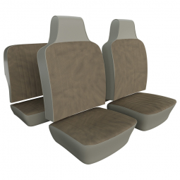 Closeout: 1970-72 Type 3 Squareback Seat Upholstery, Off White w/ Beige-Brown Regal Velour Insert