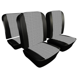 1954-1955 VW Beetle Convertible Seat Upholstery - Front & Rear w/ Armrest - Houndstooth 12" Insert