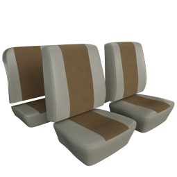 Closeout: 1977-79 Super Beetle Convertible Seat Upholstery, Off-White Vinyl w Sand Tweed Insert