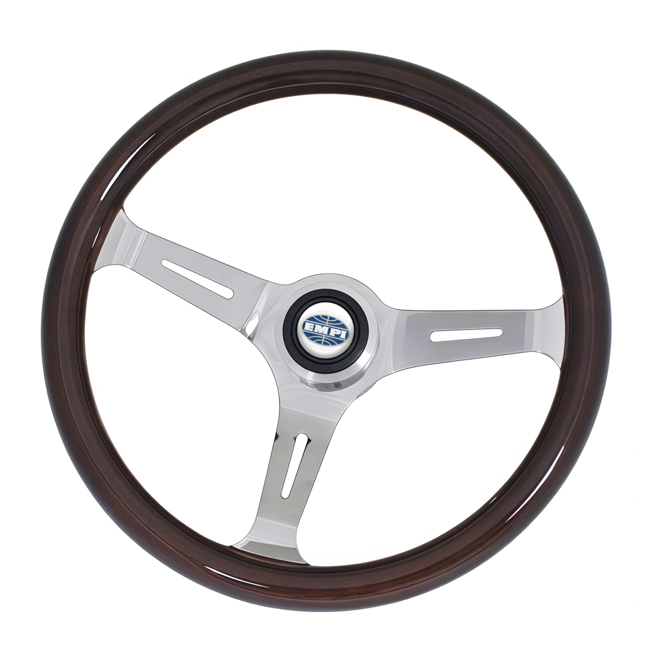 EMPI VW Steering Wheel Kit with Adapter - Fat Grip - Classic Dark Wood - Beetle and Ghia 1960-1974.5