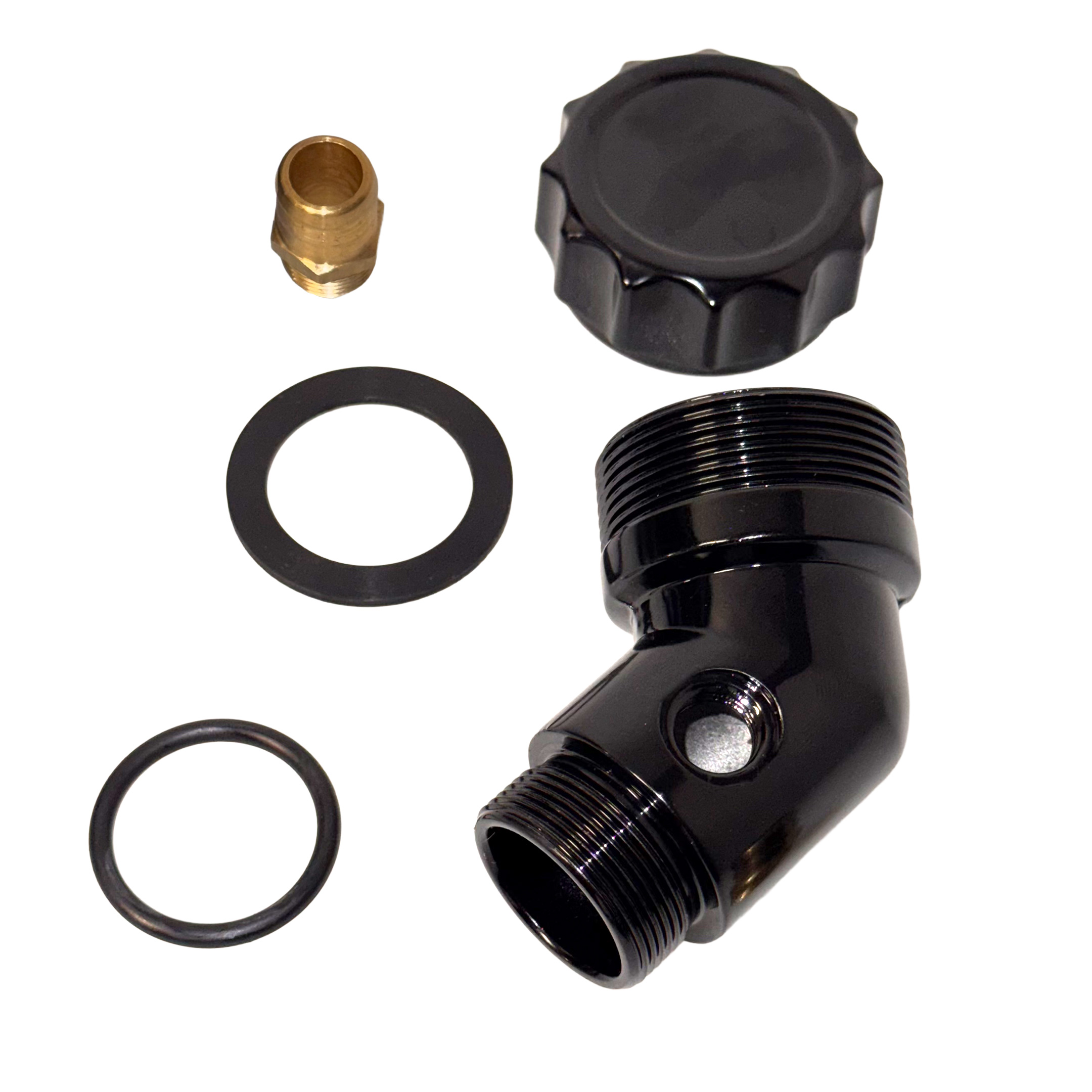 VW Oil Filler with Grooved Cap - Vertical - Black Billet