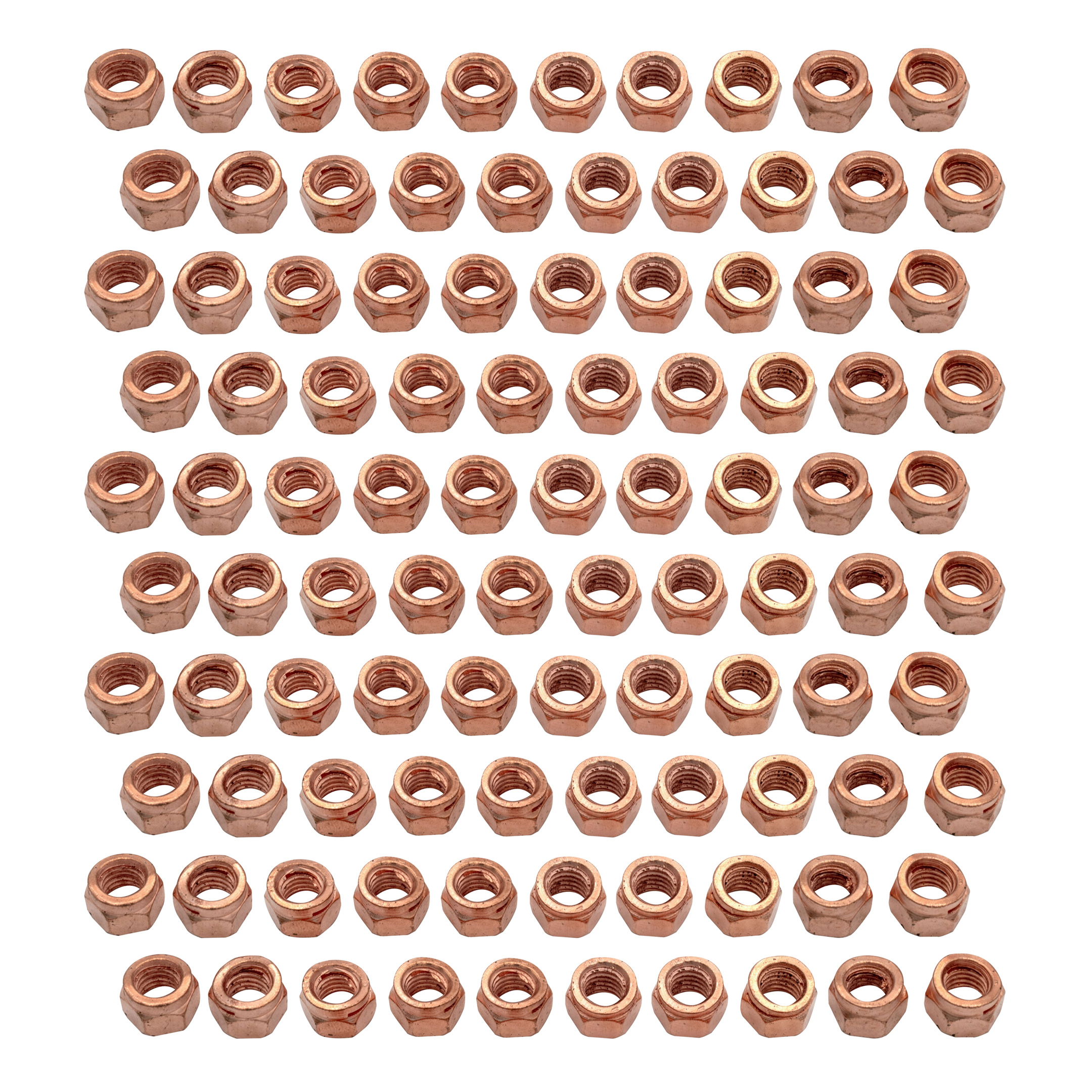 Bulk Exhaust Lock Nuts, Copper, Bag of 100.