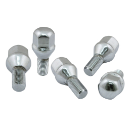 12x1.5mm - 60° Acorn Seat - Chrome 24mm Long Lug Bolts - 5 Pieces