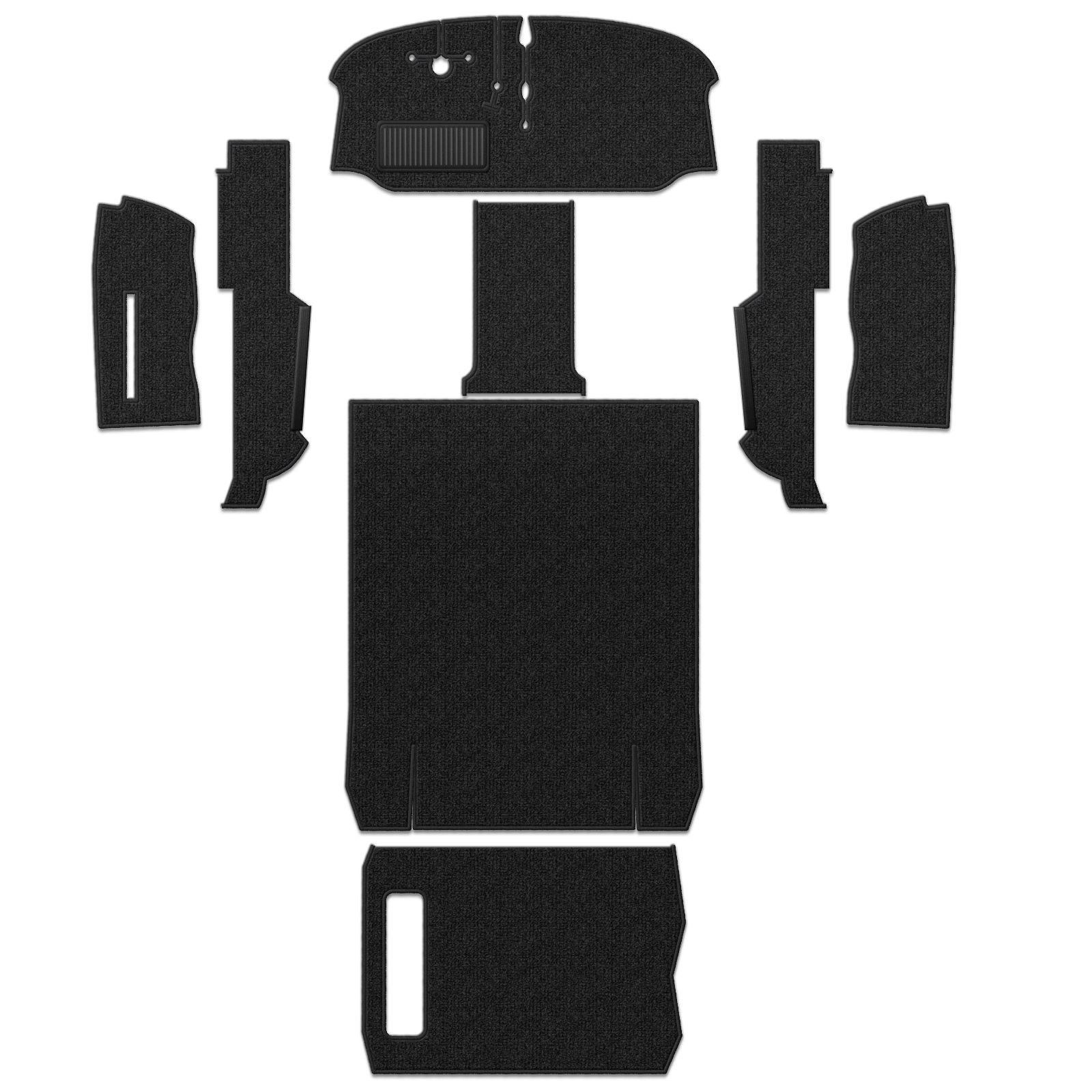 1973-1979 VW Bus Carpet Kit - Front & Rear w/ Front Bucket - Black Loop