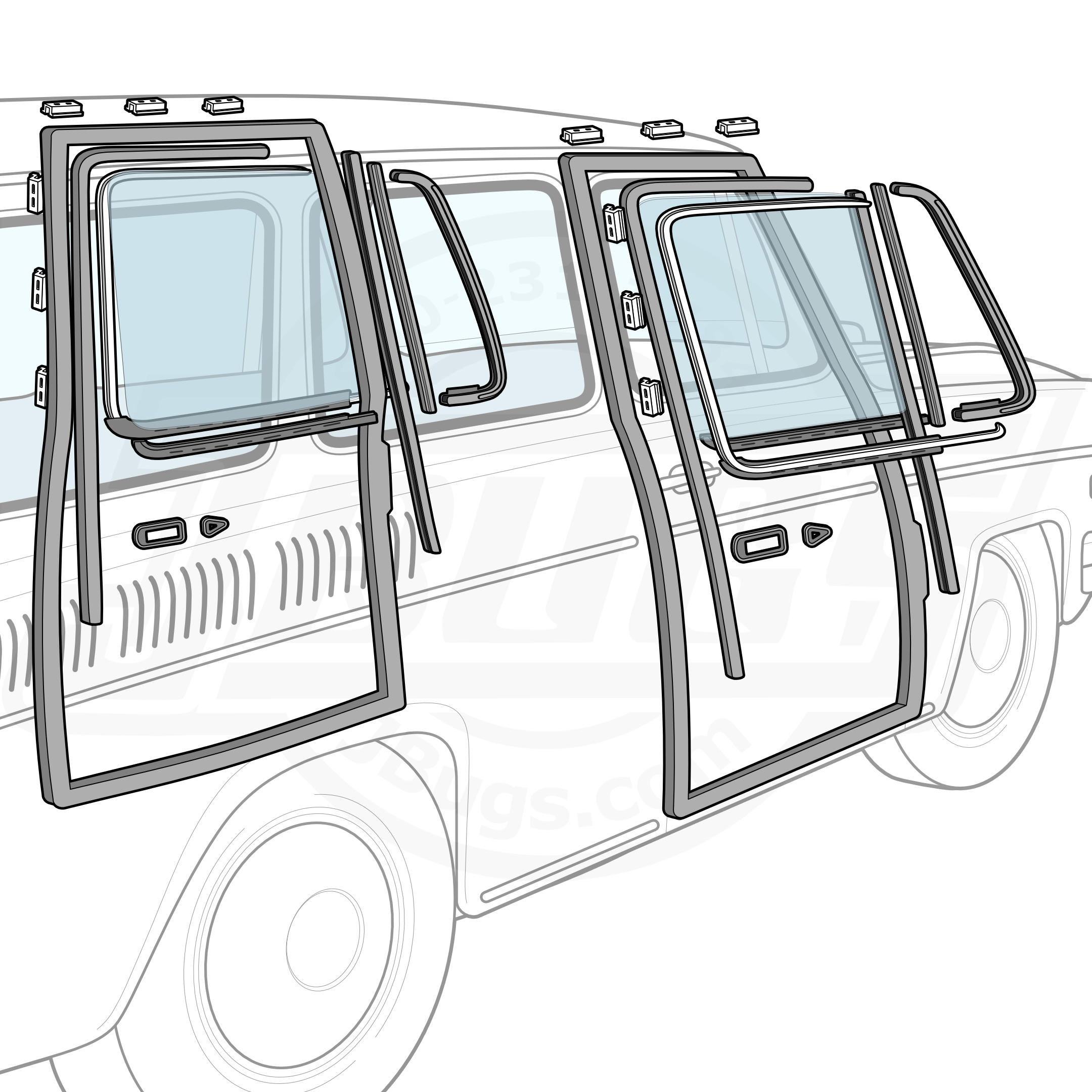 1962-1965 VW Type 3 Door Rubber Kit - German Door Seals