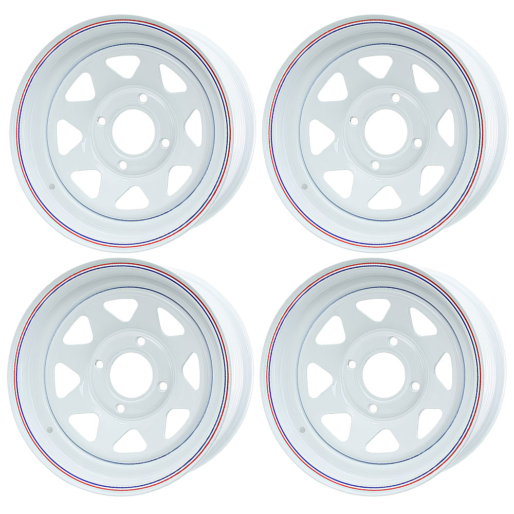 EMPI VW Wheels - 4 Lug - White 8 Spoke Steel - 4x130 - Set of 4