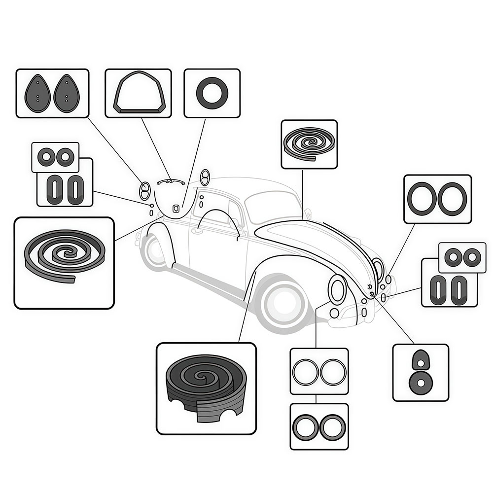 1955-1956 VW Beetle Body Rubber Seal Kit - Sedan or Convertible