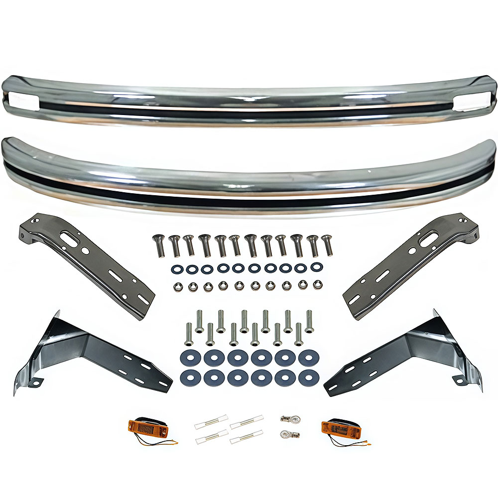 VW Bumper Kit - Turn Signal Front - Triple Chrome Rear - 1968-73 Beetle - 1971-73 Super Beetle
