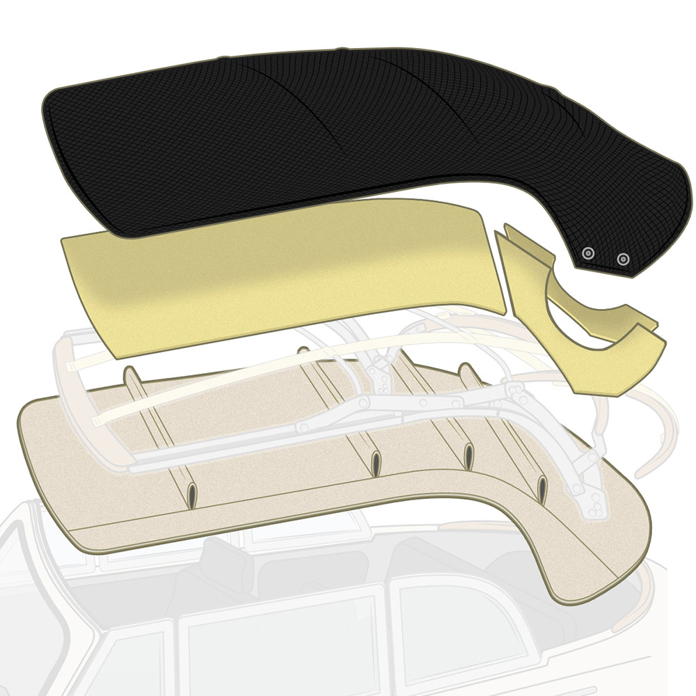 VW Black Vinyl Convertible Top Kit - Beetle - Super Beetle
