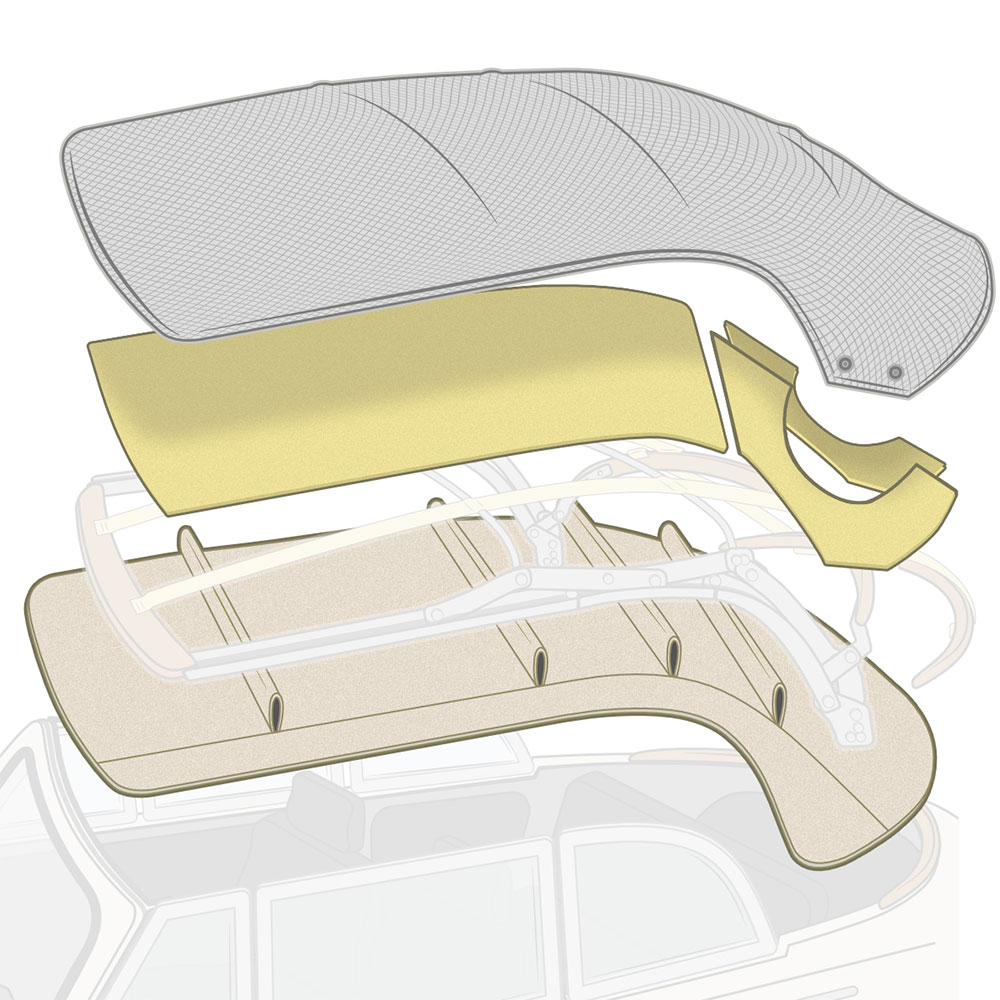 VW Convertible Top Kit - White Vinyl - Beetle - Super Beetle