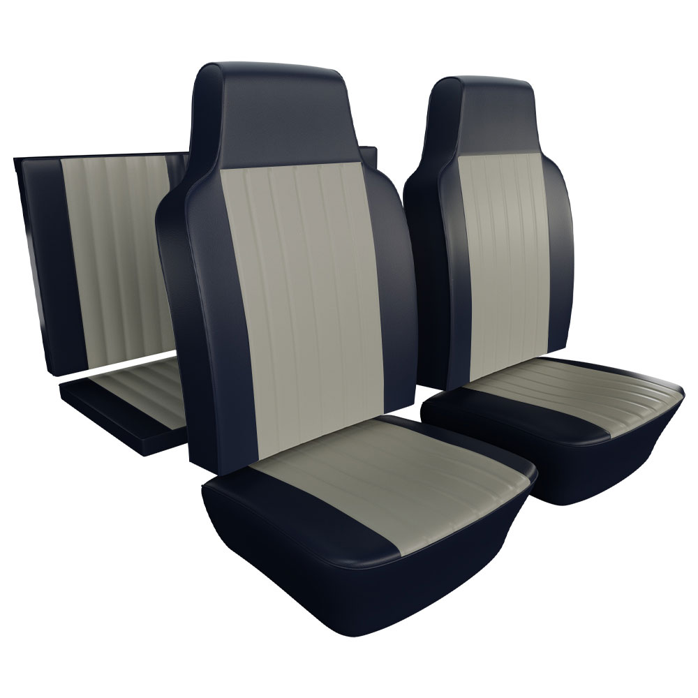 1968 Karmann Ghia Seat Upholstery - Front & Rear - 2-Tone 12