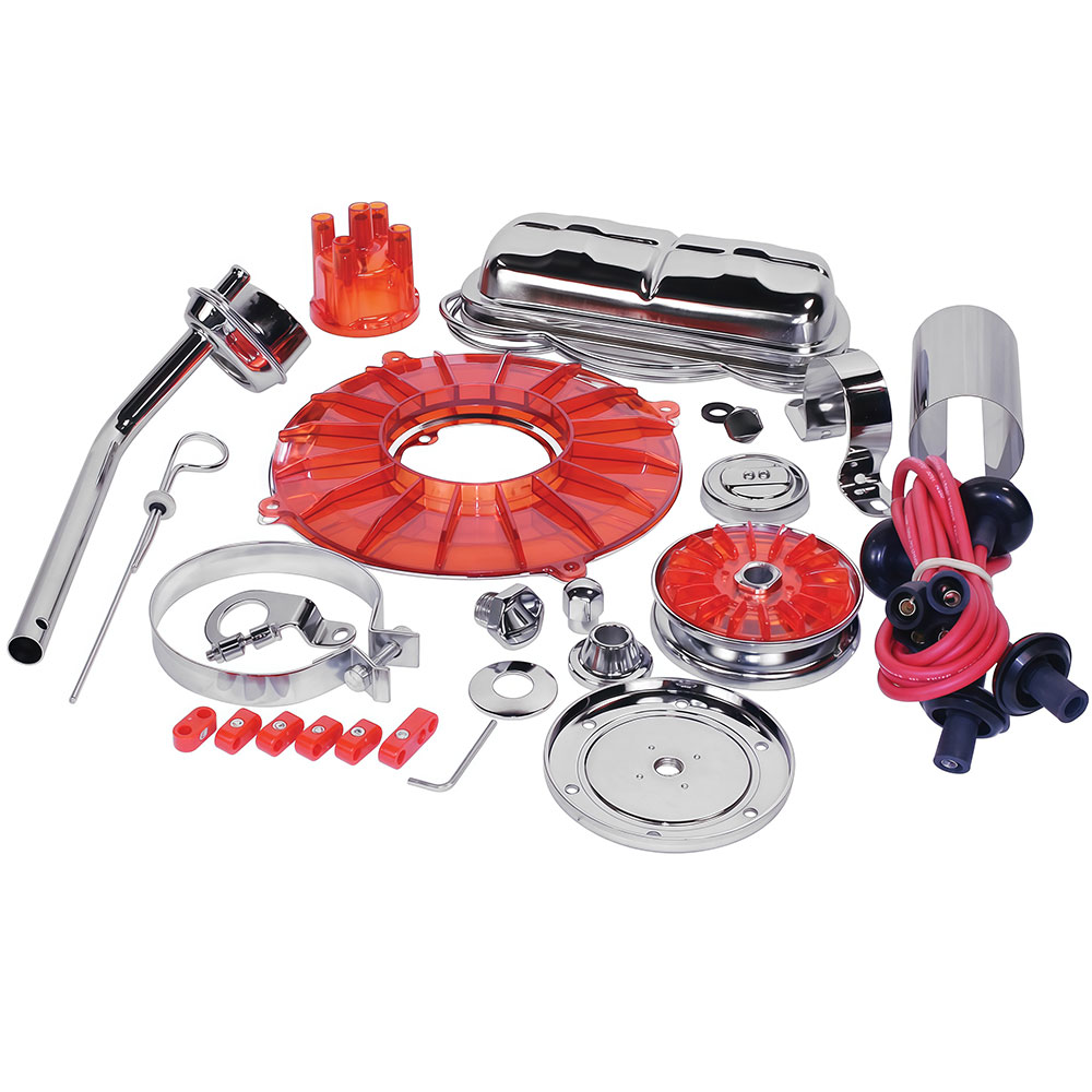 VW Engine Trim Kit - Super Deluxe Chrome - Red