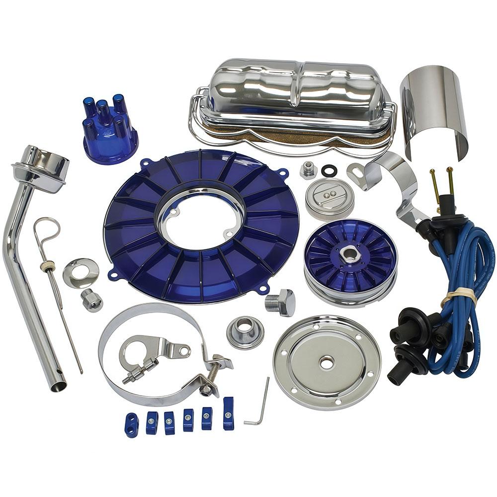 VW Engine Trim Kit - Super Deluxe Chrome - Blue