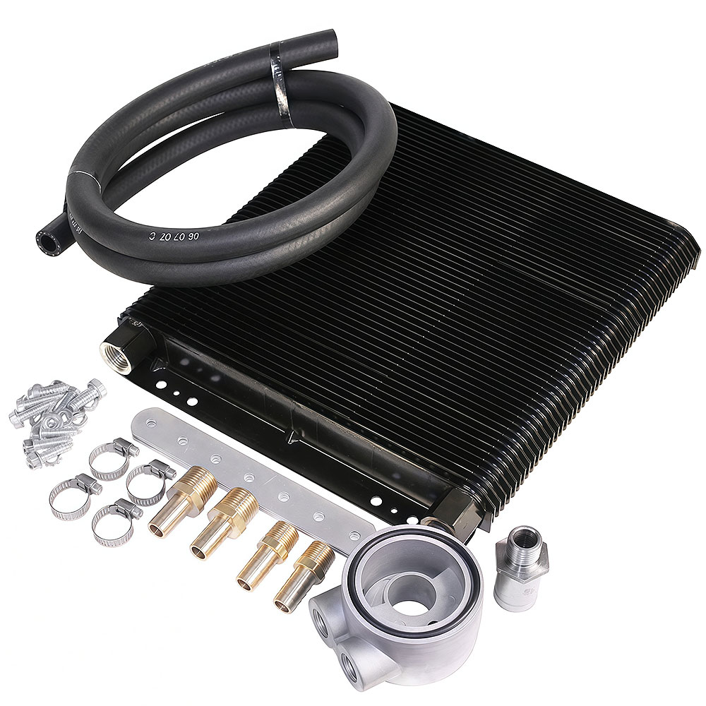 EMPI Universal Oil Cooler Kit - Competition - 72 Plate w/ Sandwich Adapter - 1 1/2