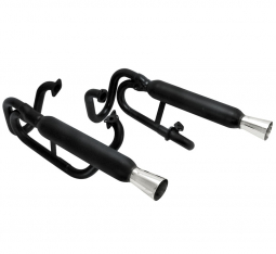 VW Buggy Dual Exhaust, Black with Chrome Tips