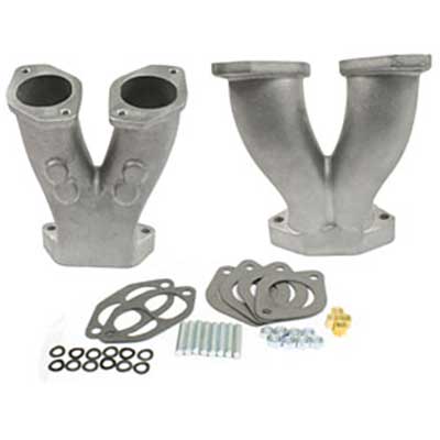 EMPI Stage 2 GTV-2 Match Ported Manifolds w/NOS Boss for IDF/HPMX Carburetors, Pair w/Hardware