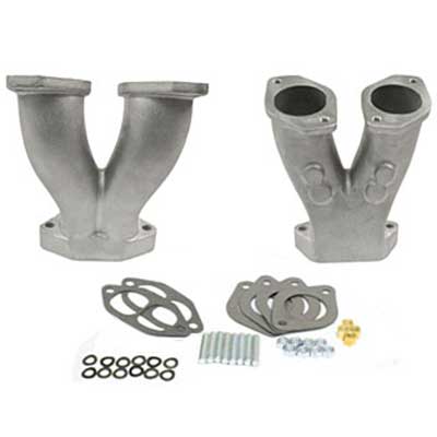 EMPI Stage 3 GTV-2 Match Ported Manifolds w/NOS Boss for IDF/HPMX Carburetors, Pair w/Hardware