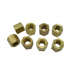 8x1.25mm Small Diameter Brass Nuts, 8 Pieces