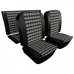 1961-65 Karmann Ghia Convertible Seat Upholstery - Front & Rear - w/ Rear Armrest - Plaid 12" Insert
