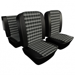 1965-67 VW Type 3 Fastback & Notchback Seat Upholstery - Front & Rear - With Rear Armrest - Plaid