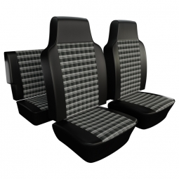 1973-1974 VW Type 3 Fastback & Notchback Seat Upholstery - Front & Rear - With Rear Armrest - Plaid