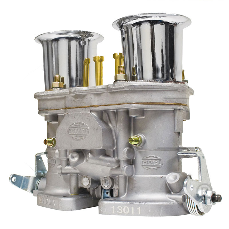 EMPI 44 HPMX Carburetor with Chrome Velocity Stacks for Dual Carburetor Equipped Vehicles