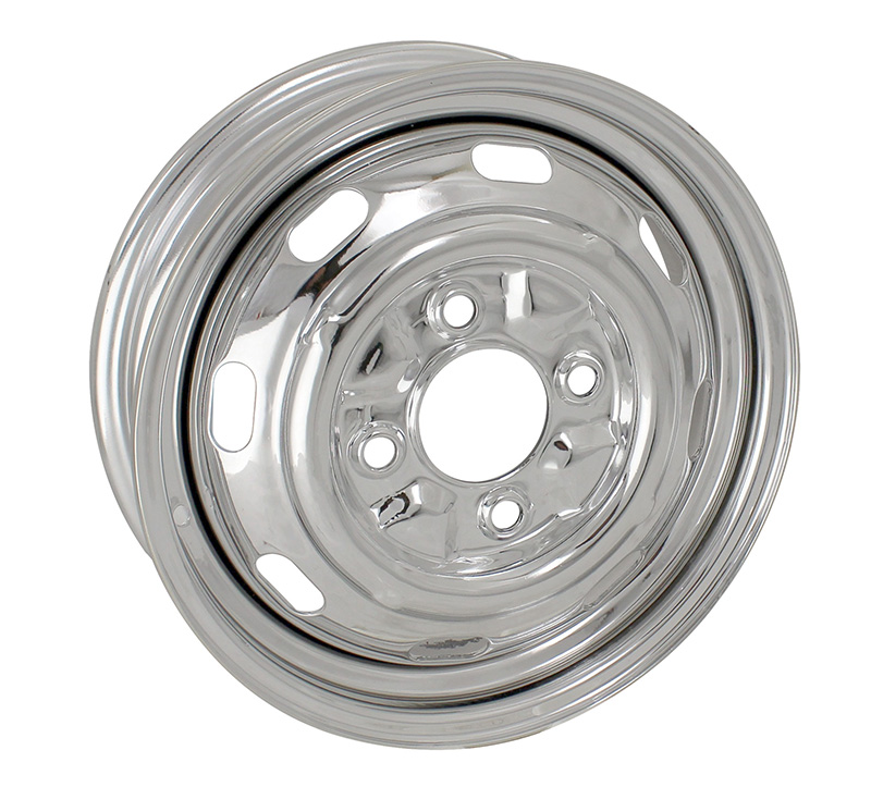 VW 4 Lug Wheel, Chrome with Slots 4x130 15x5.5" Wide VW Parts
