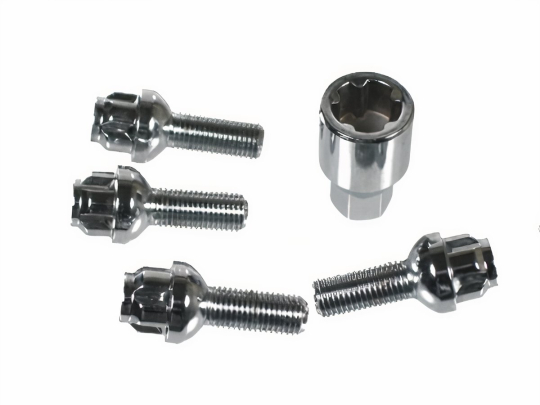 70-2700 - 12x1.5mm - Ball Seat Chrome 29mm Long Locking Lug Bolts with Key - 5 Pieces