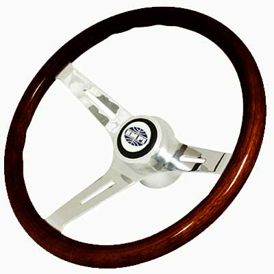 EMPI VW Steering Wheel Kit - Includes Adapter - Fat Grip - Classic Dark Wood