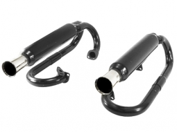 VW Dual Exhaust, Black with Chrome Tips