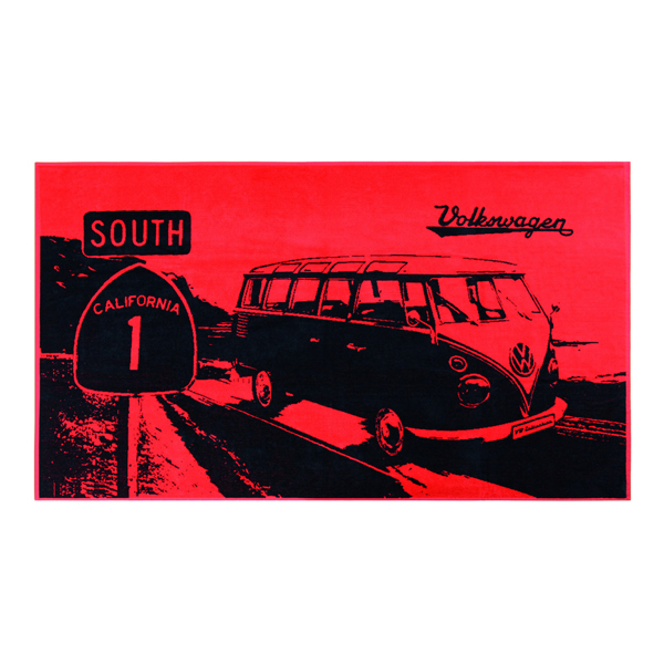 VW Bus Beach Towel - Red and Black