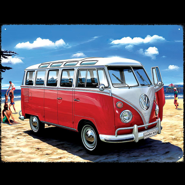 VW Metal Wall Sign - Beach Bus