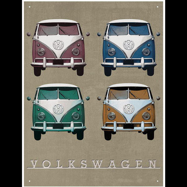VW Metal Wall Sign - Four Vintage Buses