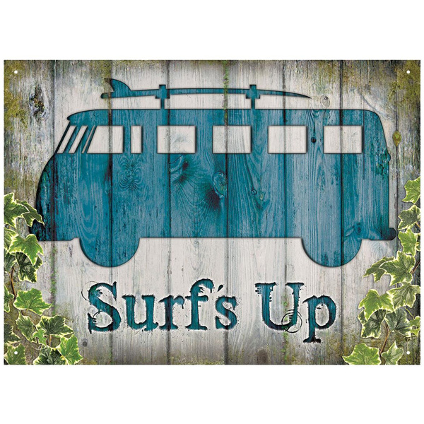 VW Metal Wall Sign - Bus Surf's Up