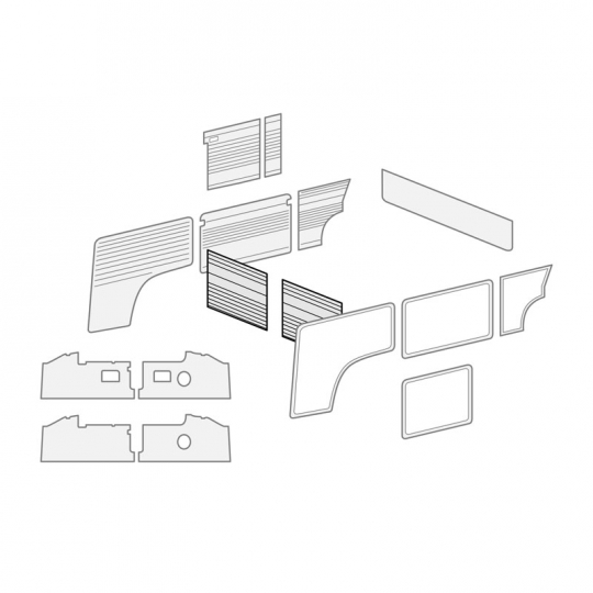 10-2122-Vinyl - 1968-1976 VW Bus Behind Front Seat Panels - 2 Pieces - w/ Walk Thru - Color Vinyl 10-2122-Vinyl - 1968-1976 VW Bus Behind Front Seat Panels - 2 Pieces - w/ Walk Thru - Color Vinyl