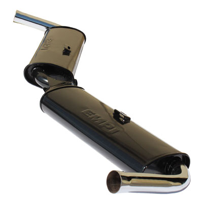 VW Type 1 Muffler - Dual Quiet - Black with Chrome Tip - Small 3 Bolt Flange