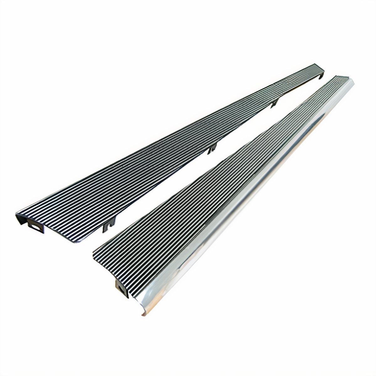 VW Running Boards - Billet Aluminum - Satin Black With Polished Ribs & Lip - Made in USA - Pair