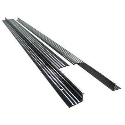 VW Beetle Convertible Billet Door Sill Plates - Gloss Black w/ Polished Ribs - Pair