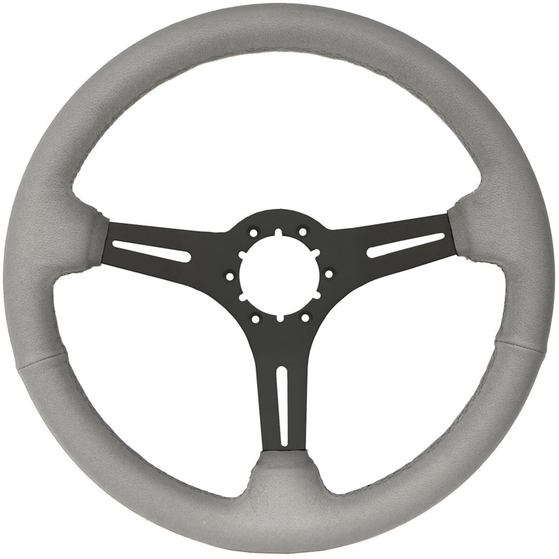 Volante S6 VW 14" Steering Wheel - Grey Leather Grip - Black 3 Split Spoke Center