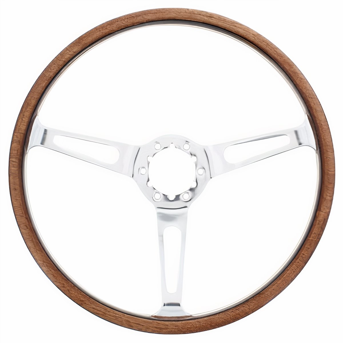 Volante S6 VW 14" Steering Wheel - Light Wood Grip - Polished 3 Split Spoke Center