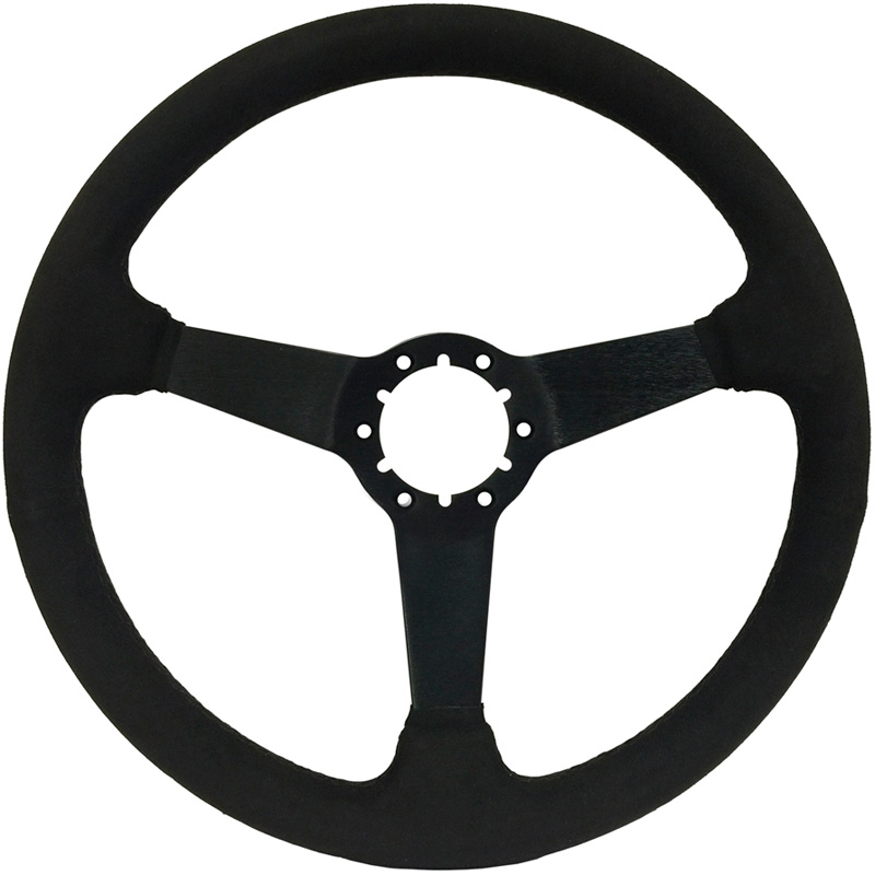 Volante S6 VW 14" Steering Wheel - Black Ultra-Suede Grip - Black 3 Spoke Center