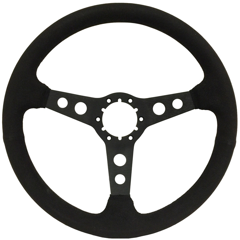 Volante S6 VW 14" Steering Wheel - Black Ultra-Suede Grip - Black 2 Hole - 3 Spoke Center