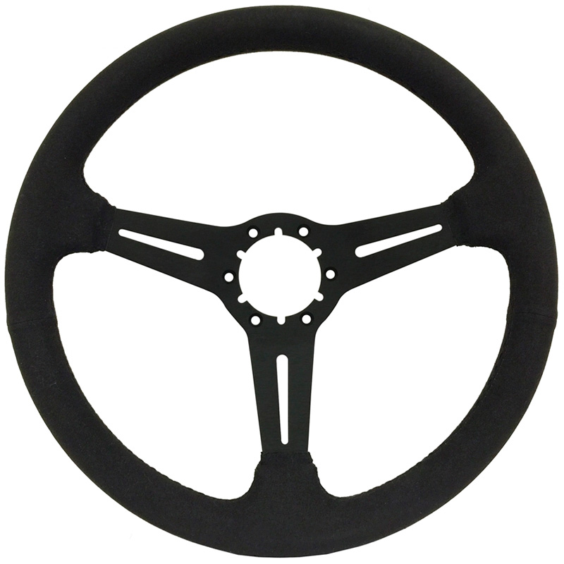 Volante S6 VW 14" Steering Wheel - Black Ultra-Suede Grip - Black 3 Split Spoke Center